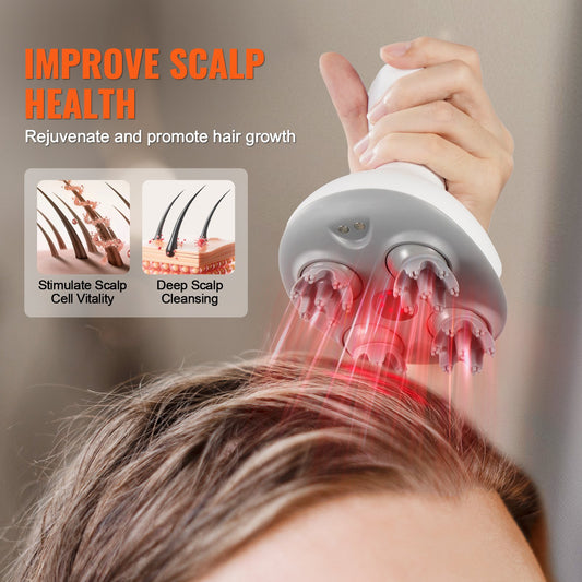 Waterproof electric scalp massager with soft silicone nodes
