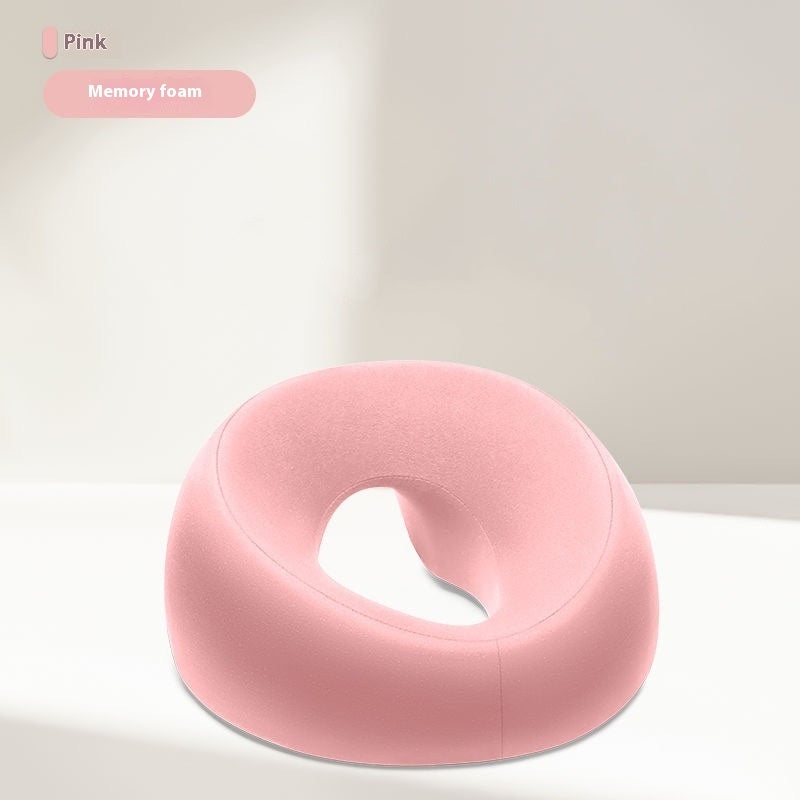 Memory foam face-down pillow with center opening for comfort