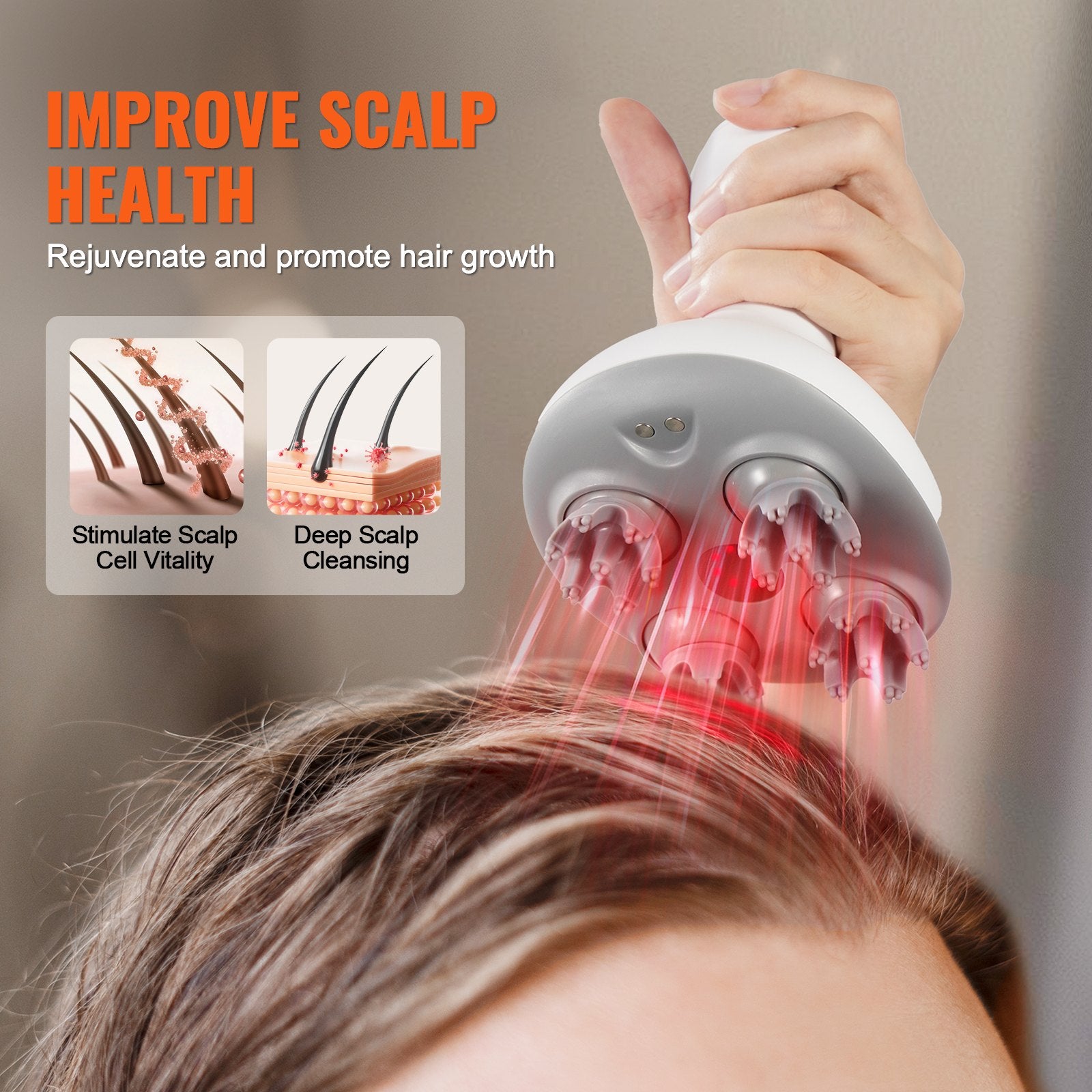 Waterproof electric scalp massager with soft silicone nodes