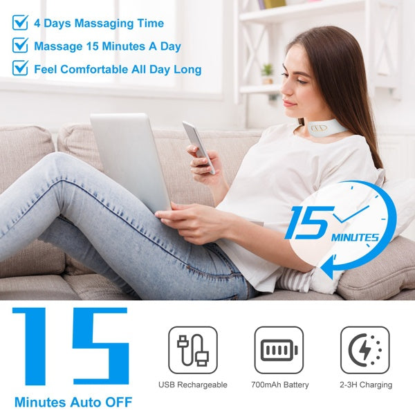 Cordless heated neck massager with remote and multiple modes