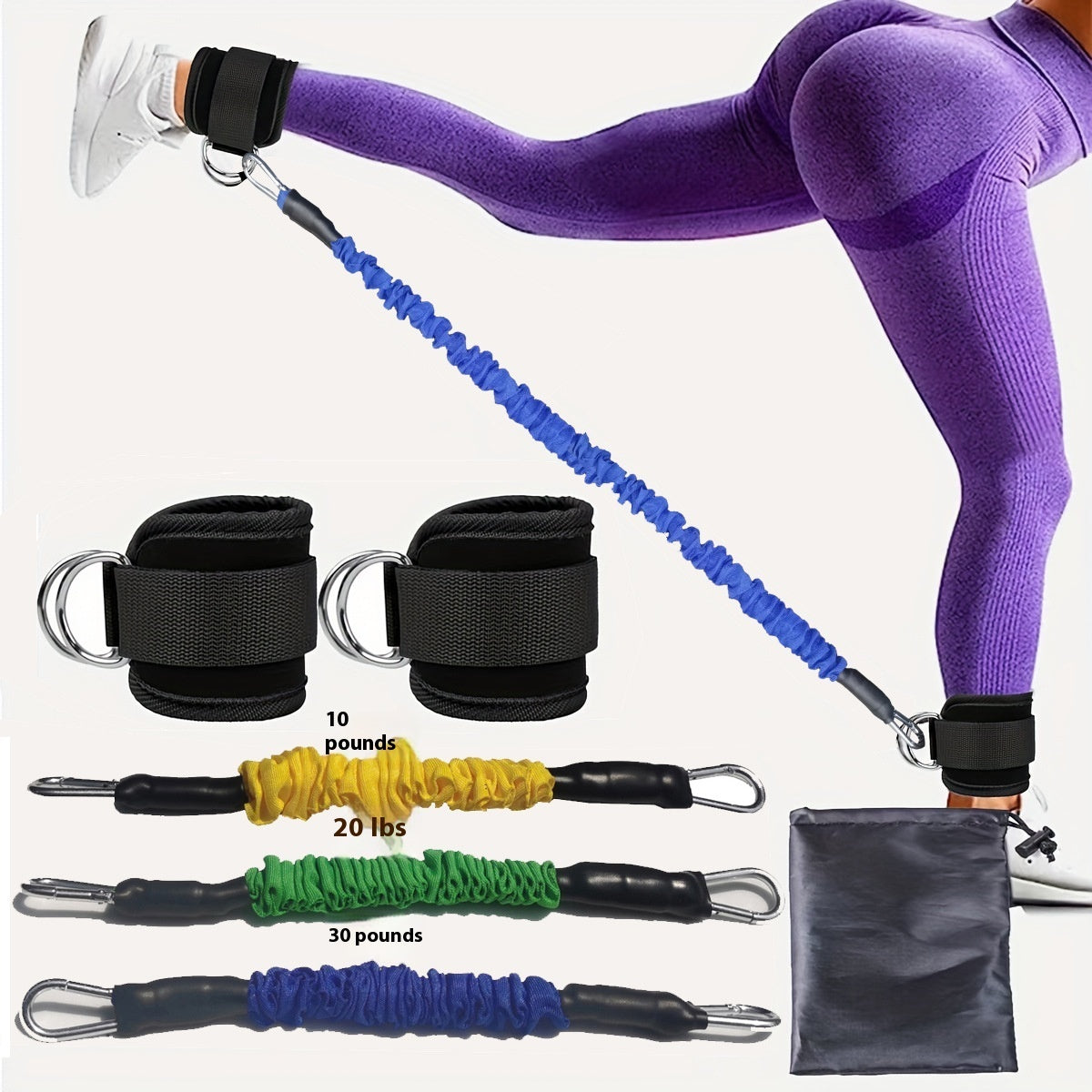 Ankle strap resistance bands set for leg and glute training
