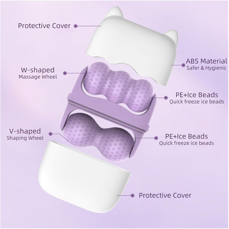 Cooling ice roller set for face and eyes with travel case