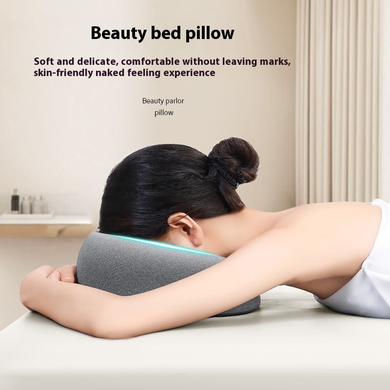 Memory foam face-down pillow with center opening for comfort
