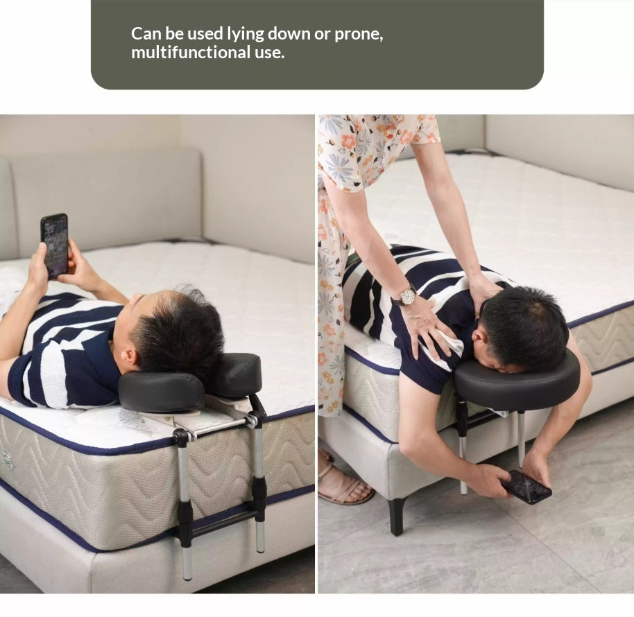 Adjustable face-down massage headrest for comfortable rest