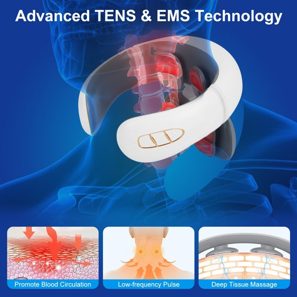 Cordless heated neck massager with remote and multiple modes